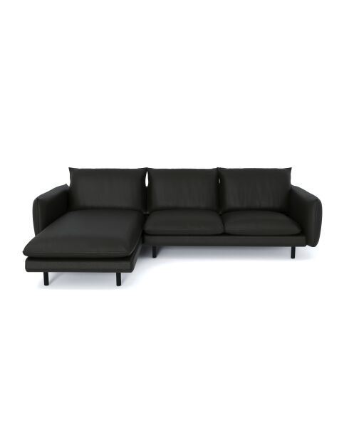 Divano Isak Left Corner in pelle nera - 235x92x85