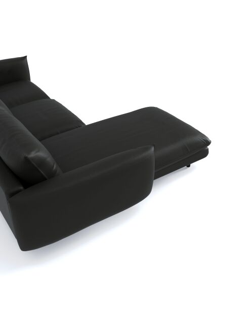 Divano Isak Left Corner in pelle nera - 235x92x85