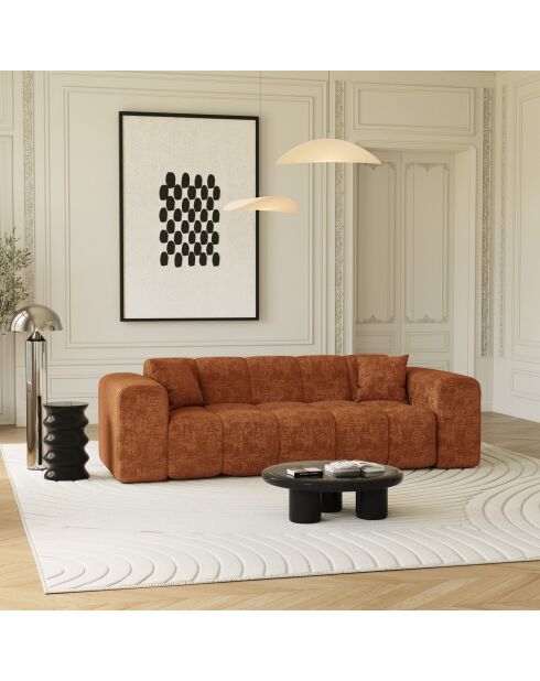 COVA 4-Sitzer-Sofa aus Terrakotta mit geprägtem Samt - 247x94x69,5