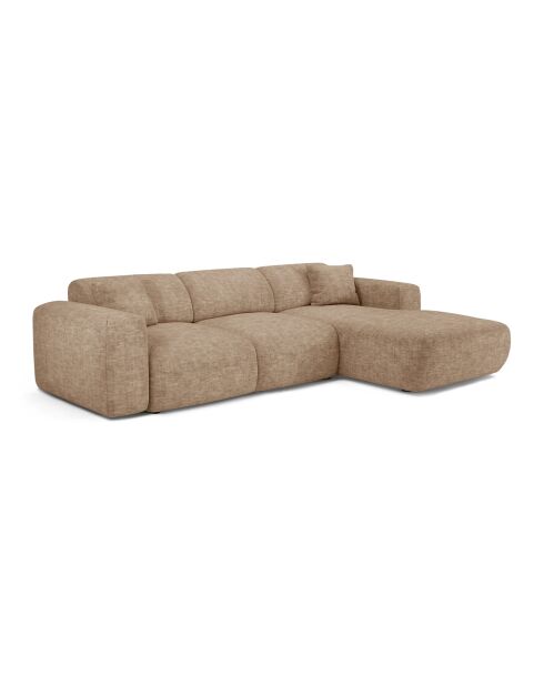 Divano angolare destro convertibile LIVA Taupe in velluto testurizzato - 283x180x73