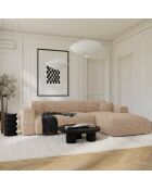 Divano angolare destro convertibile LIVA Taupe in velluto testurizzato - 283x180x73