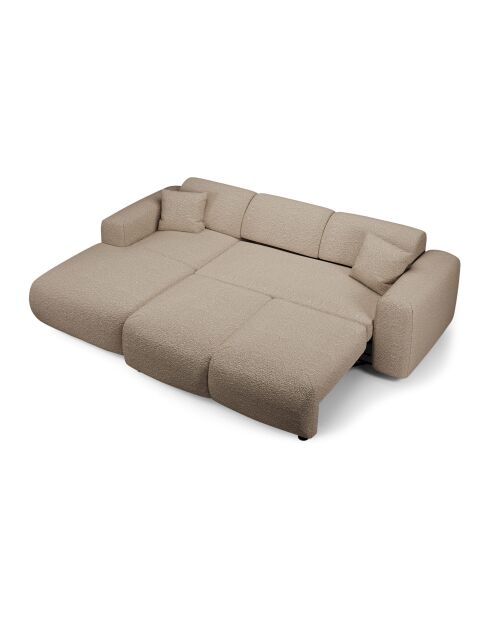 Divano angolare sinistro trasformabile LIVA in tessuto Taupe Boucle - 283x180x73