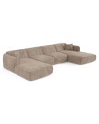 Canapé panoramique avec coussins LIAM Velours tramé Beige - 346x166x76