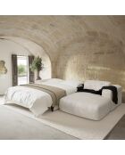 Wandelbares rechtes Ecksofa Express Dunlopillo Matratze 140 cm NOVA cremefarbener strukturierter Samt — 299x165x73