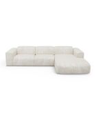 Wandelbares rechtes Ecksofa Express Dunlopillo Matratze 140 cm NOVA cremefarbener strukturierter Samt — 299x165x73