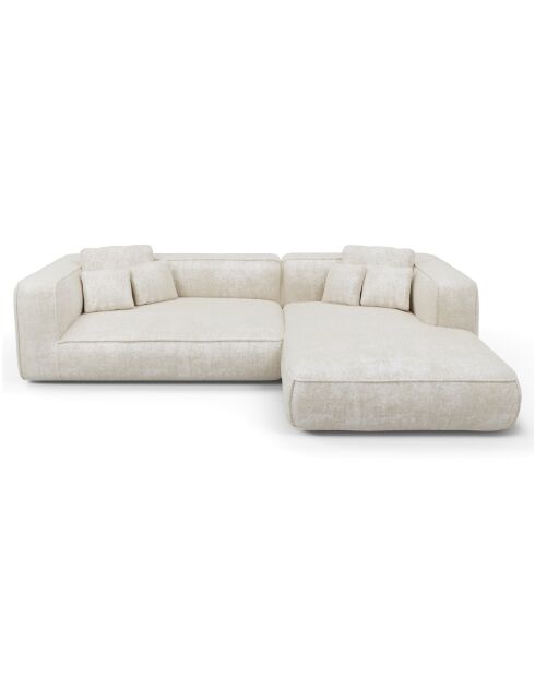 Divano angolare destro 280cm ROMY Velluto intrecciato crema - 280x166x70