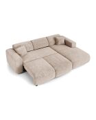 Divano angolare destro trasformabile LIVA Velluto goffrato beige - 283x180x73