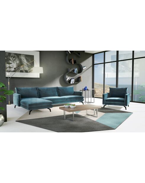 Unic Ecksofa links, petrolblau, 268 x 160 x 83