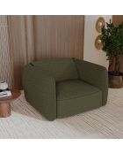 Fauteuil LIAM Tissu bouclette Vert olive - 118x102x76