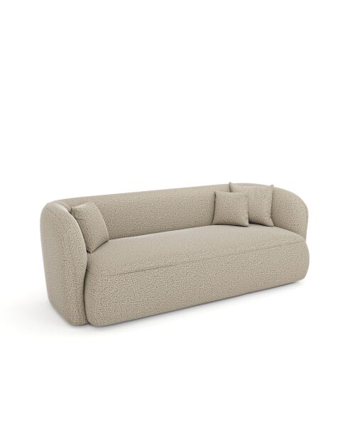 EMY 3-Sitzer-Sofa Taupegrauer lockiger Stoff - 205x88x77