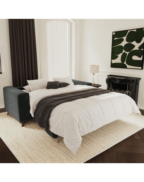 Express converteerbare slaapbank 160 cm MILANO Fluweel met zwart patroon - 230x105x75