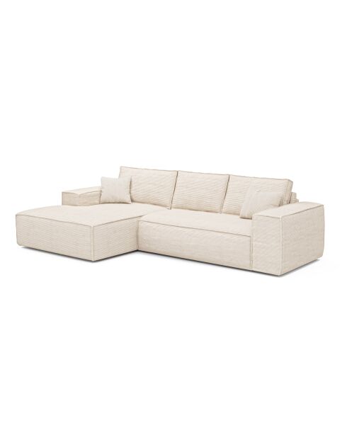 Linkes Ecksofa, ausziehbare Expressmatratze, 140 cm, RUBY, cremefarbener Kord — 320x165x80
