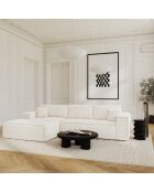 Linkes Ecksofa, ausziehbare Expressmatratze, 140 cm, RUBY, cremefarbener Kord — 320x165x80