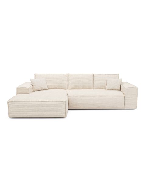 Linkes Ecksofa, ausziehbare Expressmatratze, 140 cm, RUBY, cremefarbener Kord — 320x165x80