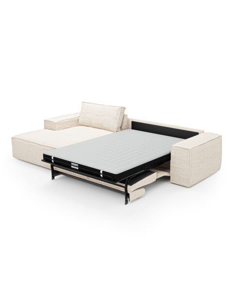 Linkes Ecksofa, ausziehbare Expressmatratze, 140 cm, RUBY, cremefarbener Kord — 320x165x80