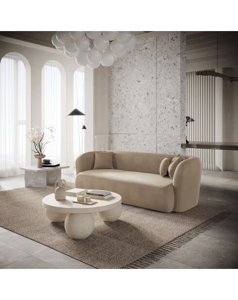 EMY 2-Sitzer-Sofa Taupe Velours - 185x88x77