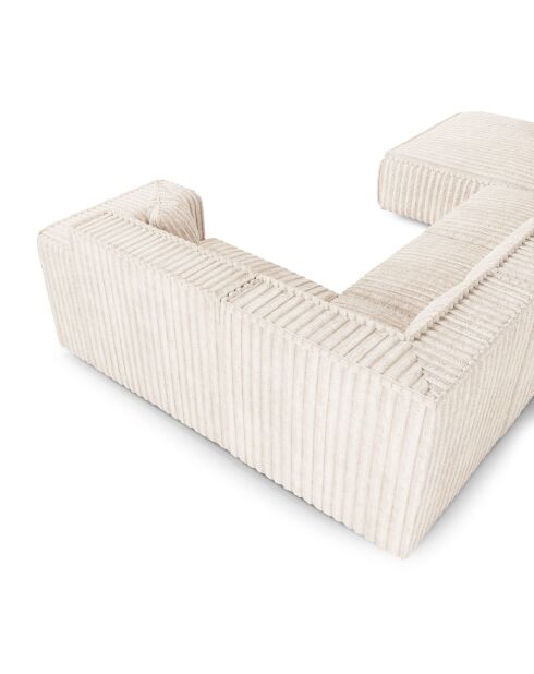 Divano panoramico XXL con 2 cuscini decorativi RUBEN XXL Corduroy Cream XXL - 391x173x78