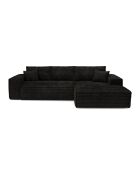 Rechterhoekbank converteerbaar expressmatras 140cm RUBY 140cm RUBY corduroy XXL zwart - 320x165x80