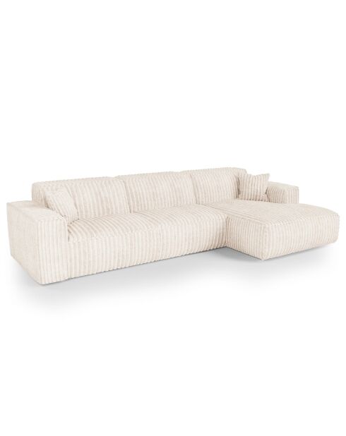Rechtes Ecksofa mit 2 dekorativen Kissen RUBEN Corduroy XXL Cream - 323x173x78