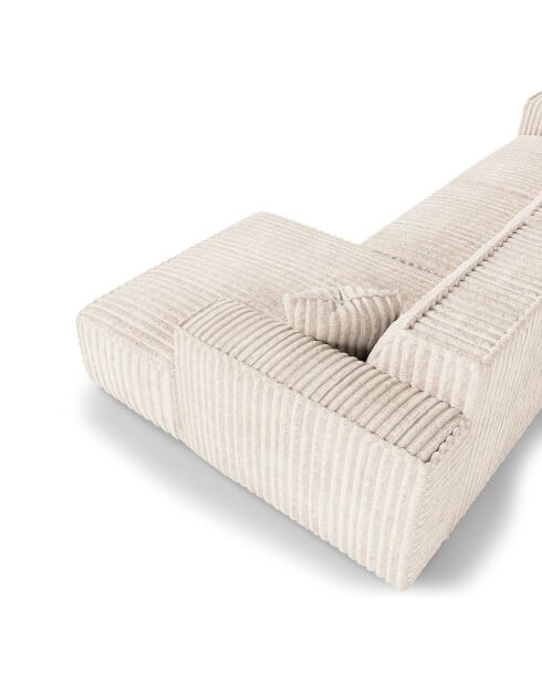 Rechtes Ecksofa mit 2 dekorativen Kissen RUBEN Corduroy XXL Cream - 323x173x78