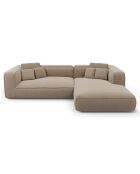 Canapé d'angle droit 280cm ROMY Tissu tramé toucher doux Taupe - 280x166x70