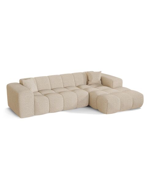 Canapé angle droit COVA Tissu bouclette Beige - 290x94x69.5