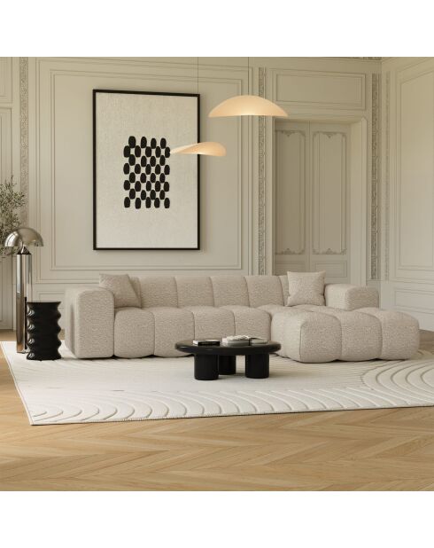 Canapé angle droit COVA Tissu bouclette Beige - 290x94x69.5