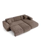 LIVA konvertierbares rechtes Weitwinkelsofa aus taupefarbenem, geprägtem Samt — 283x180x73