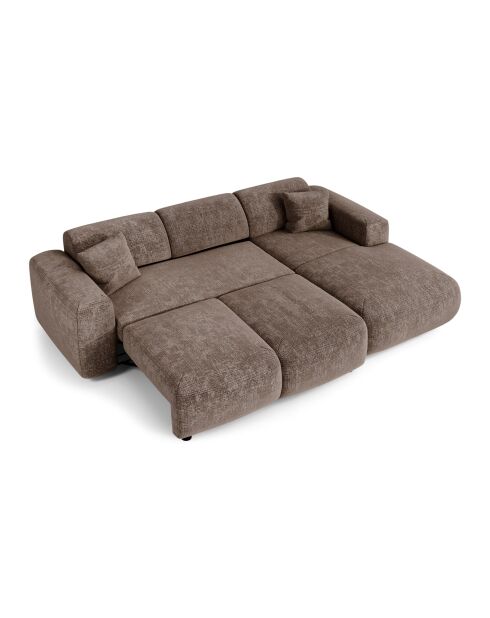 LIVA konvertierbares rechtes Weitwinkelsofa aus taupefarbenem, geprägtem Samt — 283x180x73