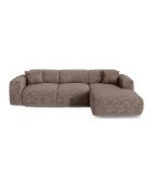 LIVA konvertierbares rechtes Weitwinkelsofa aus taupefarbenem, geprägtem Samt — 283x180x73