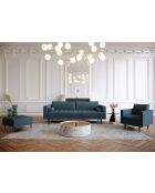 Divano Jakob a 2 posti Tessuto Weave blu petrolio - 159x85x77