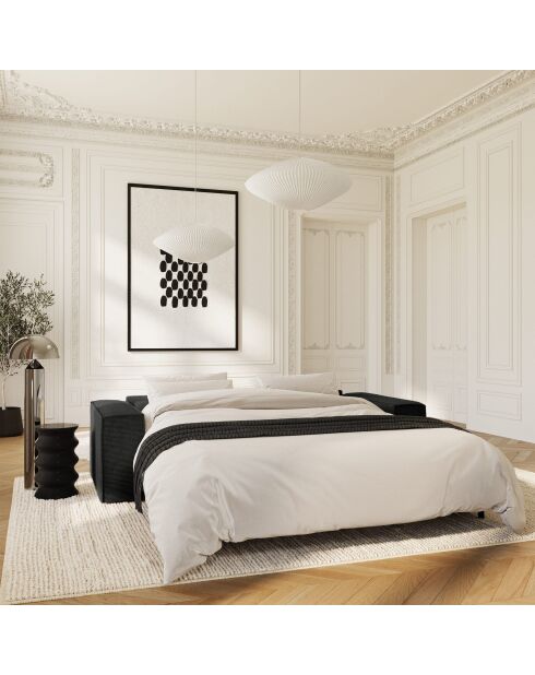 Express converteerbare slaapbank 160 cm RUBY zwart corduroy - 236x100x80