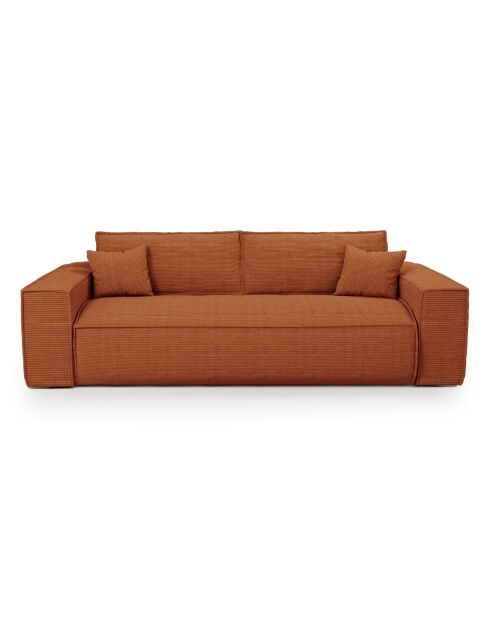 Express converteerbare slaapbank 140 cm RUBY terracotta corduroy - 216x100x80