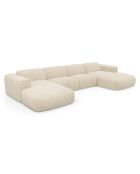 Canapé panoramique convertible 140cm Nova Velours à motifs Crème - 414x165x73