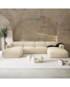 Canapé panoramique convertible 140cm Nova Velours à motifs Crème - 414x165x73