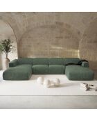 Nova Velours 140 cm großes umwandelbares Panoramasofa mit smaragdgrünen Mustern — 414x165x73