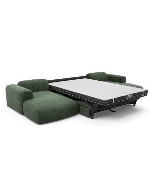 Nova Velours 140 cm großes umwandelbares Panoramasofa mit smaragdgrünen Mustern — 414x165x73