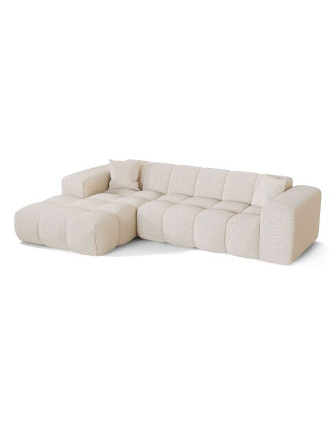 Canapé angle gauche COVA Tissu bouclette Crème - 290x94x69.5