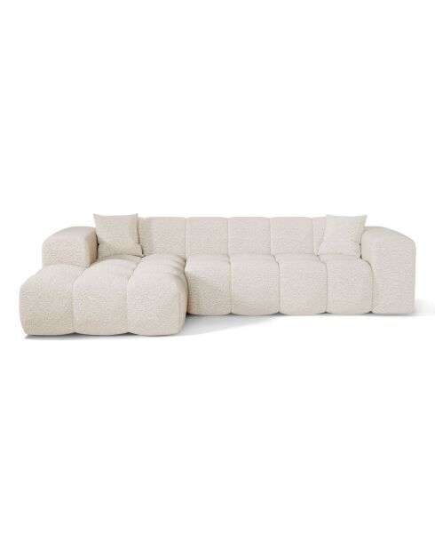 Canapé angle gauche COVA Tissu bouclette Crème - 290x94x69.5