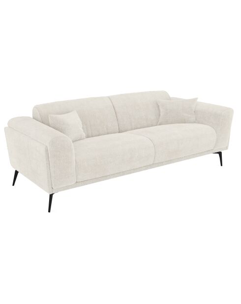 Canapé 3 places GLENN Velours tramé Crème - 220x90x74