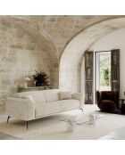 Canapé 3 places GLENN Velours tramé Crème - 220x90x74