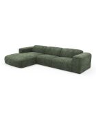 Ecksofa links, umwandelbar, Express Dunlopillo-Matratze, 140 cm, NOVA, olivgrün, strukturierter Samt — 299 x 165 x 73
