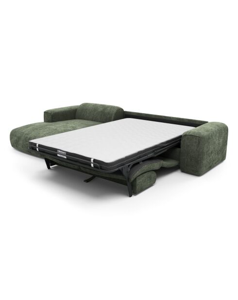 Ecksofa links, umwandelbar, Express Dunlopillo-Matratze, 140 cm, NOVA, olivgrün, strukturierter Samt — 299 x 165 x 73