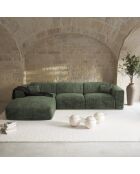 Ecksofa links, umwandelbar, Express Dunlopillo-Matratze, 140 cm, NOVA, olivgrün, strukturierter Samt — 299 x 165 x 73