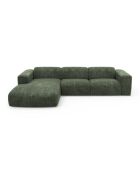 Ecksofa links, umwandelbar, Express Dunlopillo-Matratze, 140 cm, NOVA, olivgrün, strukturierter Samt — 299 x 165 x 73