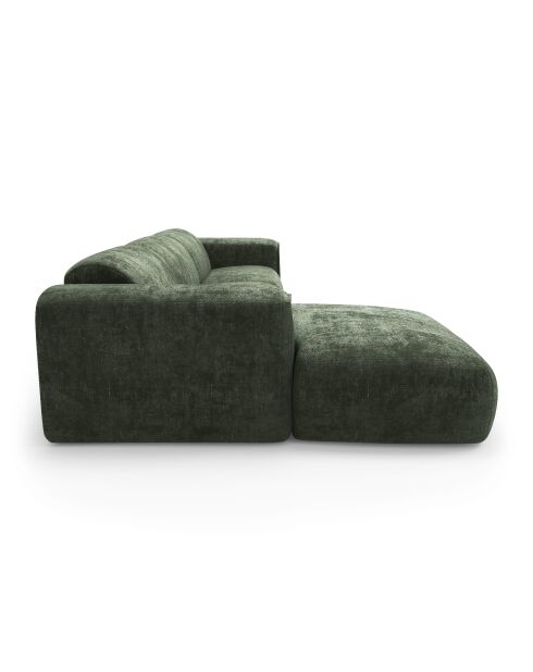 Ecksofa links, umwandelbar, Express Dunlopillo-Matratze, 140 cm, NOVA, olivgrün, strukturierter Samt — 299 x 165 x 73