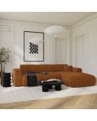 LIVA Rechtes Weitwinkelsofa aus braunem strukturiertem Samt — 283 x 180 x 73