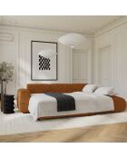 LIVA Rechtes Weitwinkelsofa aus braunem strukturiertem Samt — 283 x 180 x 73