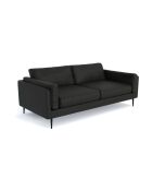 Canapé 2 places mikael cuir noir - 149x84x80