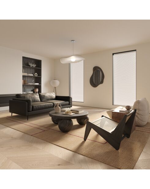 Canapé 2 places mikael cuir noir - 149x84x80